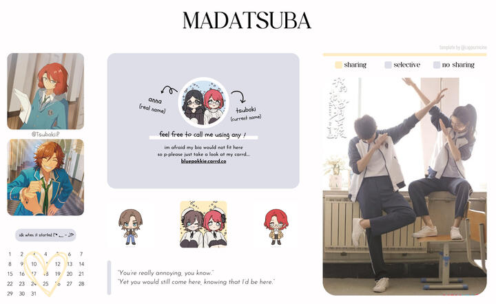 An illustration of Keito's (Ensemble Stars!) and Tsubaki's (my yume oc) chibi head.